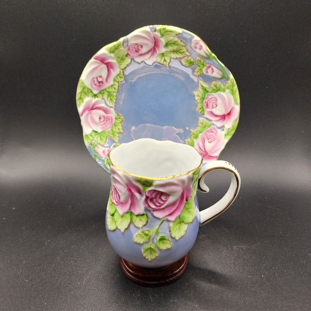 Vintage Lefton Heritage Rose Teacup and Saucer Set